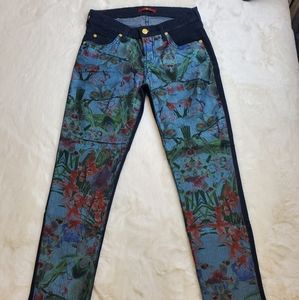Women’s 7 for all mankind floral panel jeans Skinny Sz 26